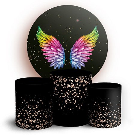Capas Painel Redondo e Trio Cilindro Sublimado - Asas Glitter