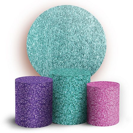 Capas Painel Redondo e Trio Cilindro Sublimado - Glitter