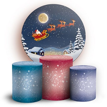 Capas Painel Redondo e Trio Cilindro Sublimado -  Natal