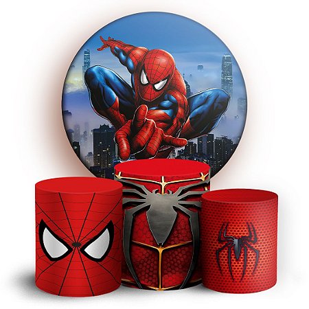 Capas Painel Redondo e Trio Cilindro Sublimado - Homem Aranha