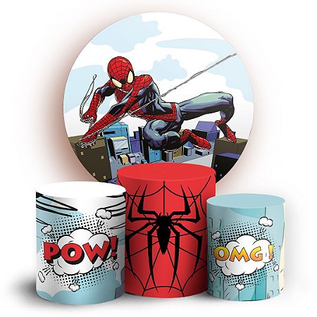 Capas Painel Redondo e Trio Cilindro Sublimado - Homem Aranha