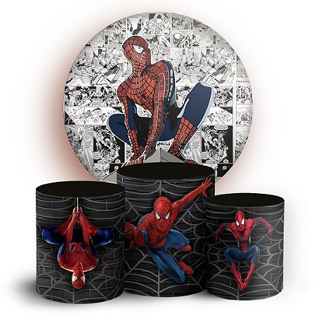 Capas Painel Redondo e Trio Cilindro Sublimado - Homem Aranha