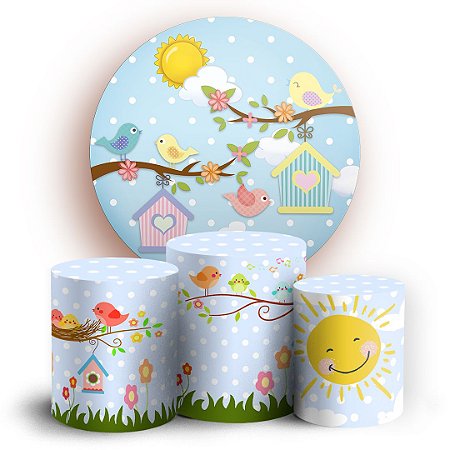 Capas Painel Redondo e Trio Cilindro Sublimado - Jardim