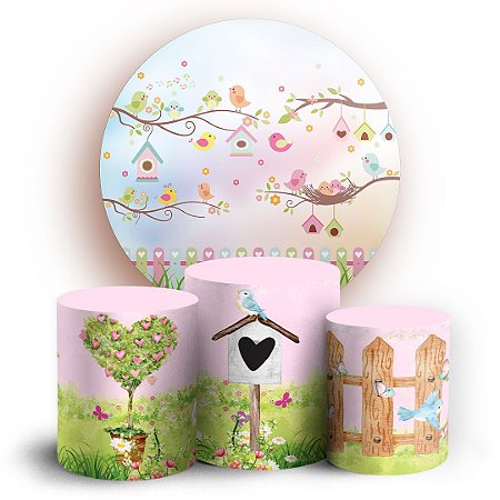 Capas Painel Redondo e Trio Cilindro Sublimado - Jardim