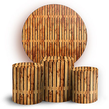 Capas Painel Redondo e Trio Cilindro Sublimado - Madeira
