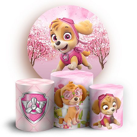 Capas Painel Redondo e Trio Cilindro Sublimado - Skye Patrulha Canina