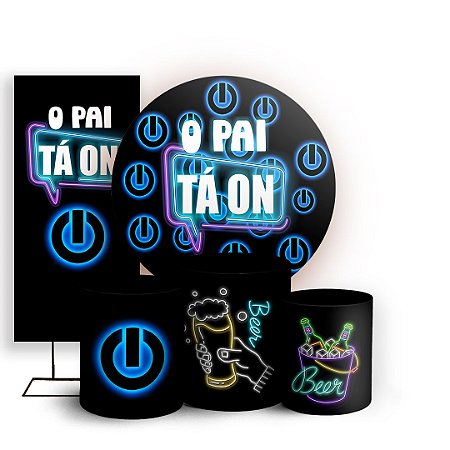 Capas Painel Redondo Trio Cilindro e Faixa Lateral Sublimado - O Pai Ta ON