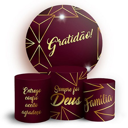 Capas Painel Redondo e Trio Cilindro Sublimado - Abstrato Marsala