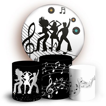 Capas Painel Redondo e Trio Cilindro Sublimado - Balada Discoteca