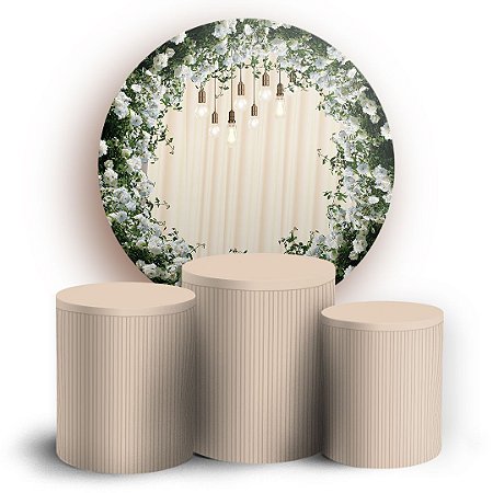 Capas Painel Redondo e Trio Cilindro Sublimado - Floral