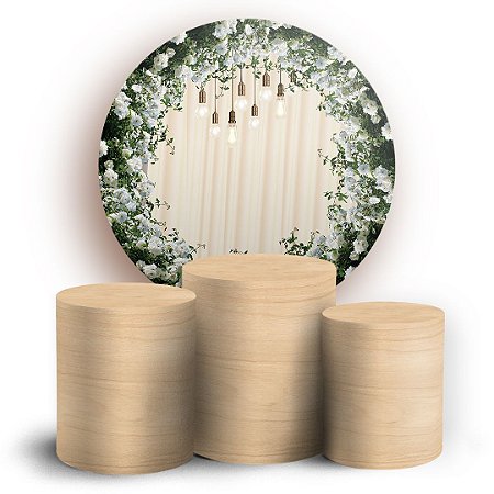 Capas Painel Redondo e Trio Cilindro Sublimado - Floral