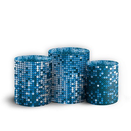 Capas Trio Cilindro Sublimado Vest Facil - Lantejoulas Azul