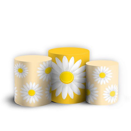 Capas Trio Cilindro Sublimado Vest Facil - Flor Margarida