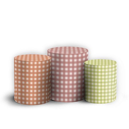 Capas Trio Cilindro Sublimado Vest Facil - Fazendinha Xadrez