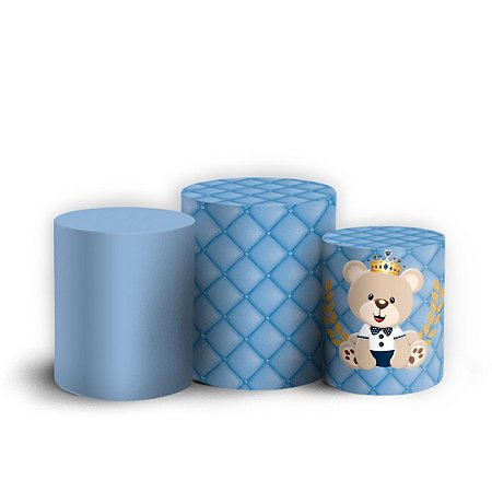 Capas Trio Cilindro Sublimado Vest Facil - Ursinho Capitone Azul