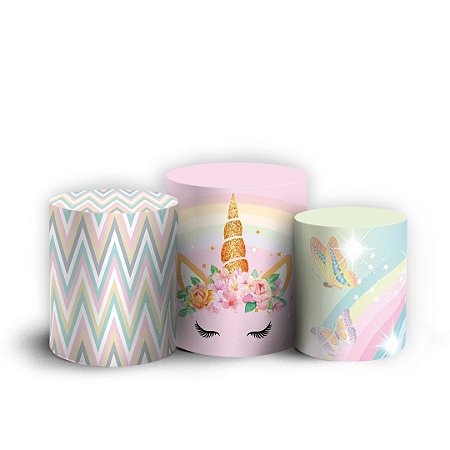 Capas Trio Cilindro Sublimado Vest Facil - Unicornio