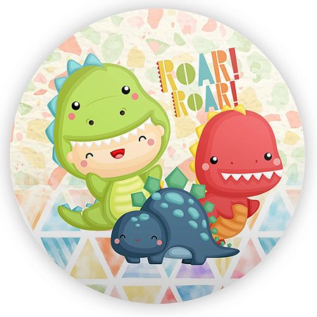 Capa Painel Redondo Sublimado - Dino Baby