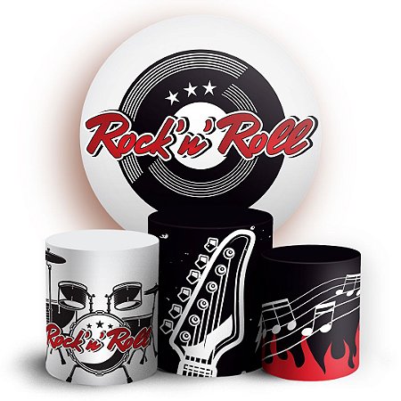 Capas Painel Redondo e Trio Cilindro Sublimado - Rock'n Roll
