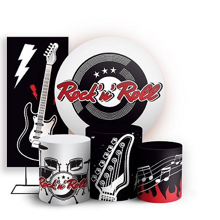 Capas Painel Redondo Trio Cilindro e Faixa Lateral Sublimado - Rock'n Roll