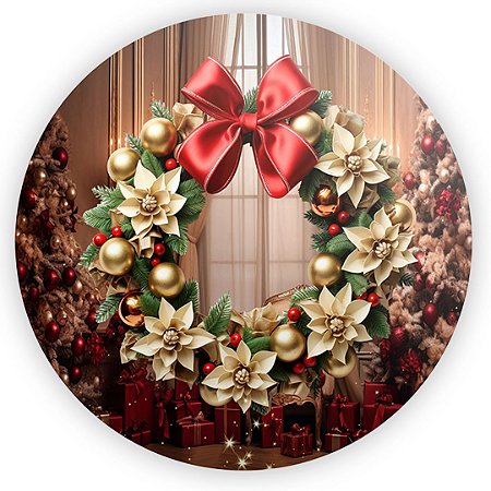 Capa Painel Redondo Sublimado - Natal Ano Novo