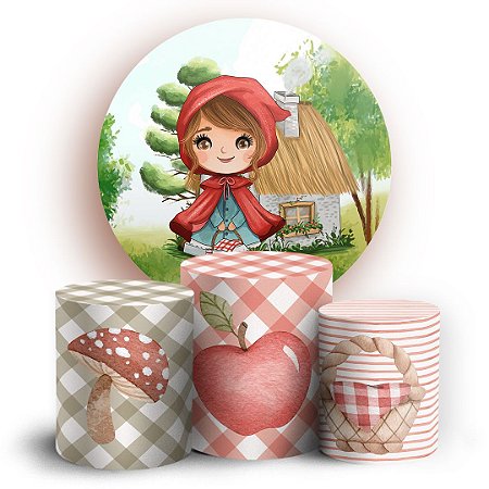 Capas Painel Redondo e Trio Cilindro Sublimado - Chapeuzinho Vermelho
