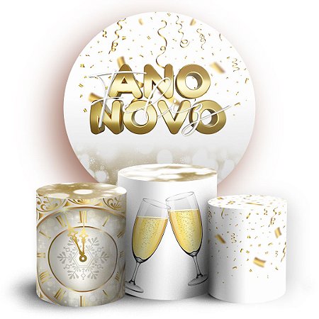 Capas Painel Redondo e Trio Cilindro Sublimado - Ano Novo Natal