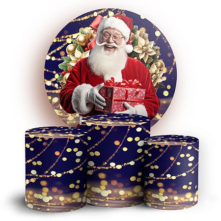 Capas Painel Redondo e Trio Cilindro Sublimado - Natal Ano Novo