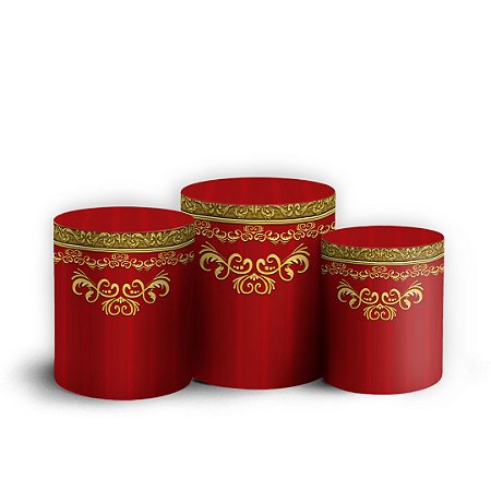 Capas Trio Cilindro Sublimado Vest Facil - Realeza Vermelho