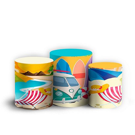 Capas Trio Cilindro Sublimado Vest Facil - Praia