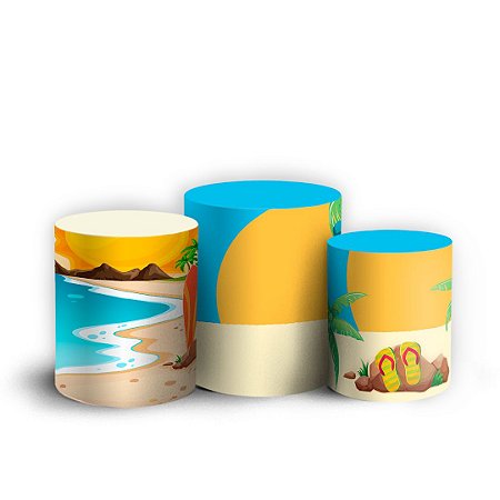 Capas Trio Cilindro Sublimado Vest Facil - Praia
