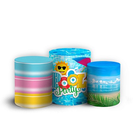 Capas Trio Cilindro Sublimado Vest Facil - Pool Party