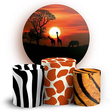 Capas Painel Redondo e Trio Cilindro Sublimado - Safari