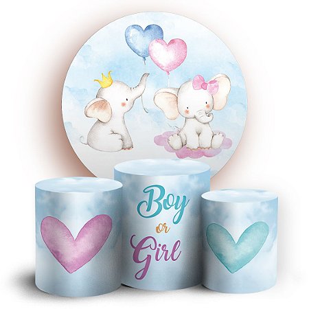 Capas Painel Redondo e Trio Cilindro Sublimado - Elefantinho Revelacao