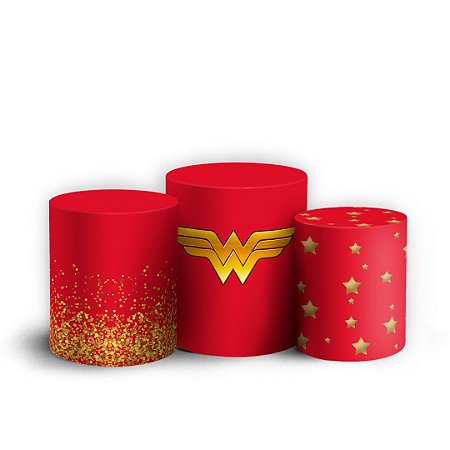 Capas Trio Cilindro Sublimado Vest Facil - Mulher Maravilha