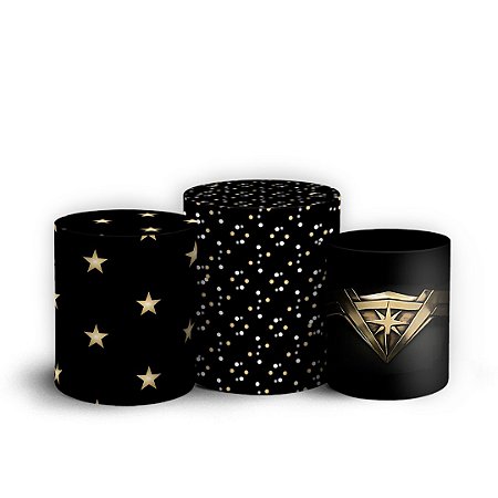 Capas Trio Cilindro Sublimado Vest Facil - Mulher Maravilha