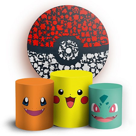 Capas Painel Redondo e Trio Cilindro Sublimado - Pokemon
