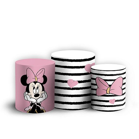 Capas Trio Cilindro Sublimado Vest Facil - Minnie Rosa