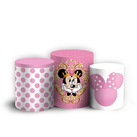 Capas Trio Cilindro Sublimado Vest Facil - Minnie Rosa