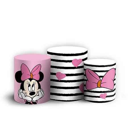 Capas Trio Cilindro Sublimado Vest Facil - Minnie Rosa