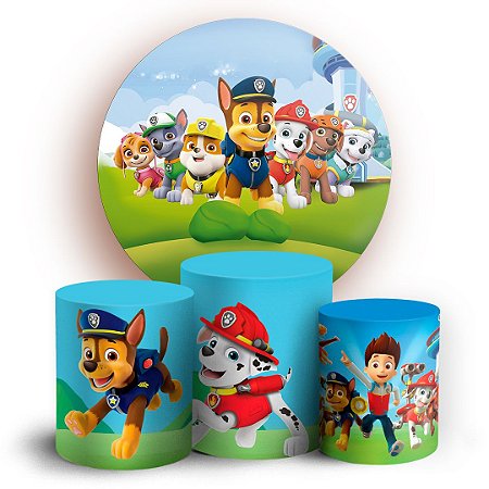 Capas Painel Redondo e Trio Cilindro Sublimado - Patrulha Canina
