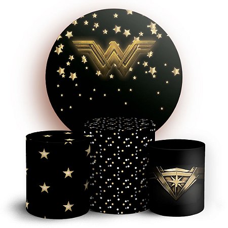 Capas Painel Redondo e Trio Cilindro Sublimado - Mulher Maravilha