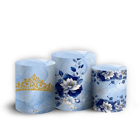 Capas Trio Cilindro Sublimado Vest Facil - 15 Anos Azul