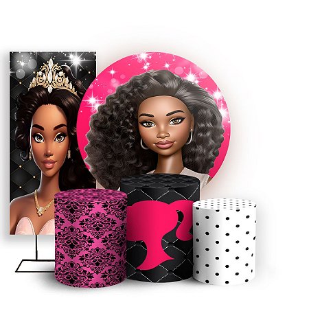 Capas Painel Redondo Trio Cilindro e Faixa Lateral Sublimado - Barbie