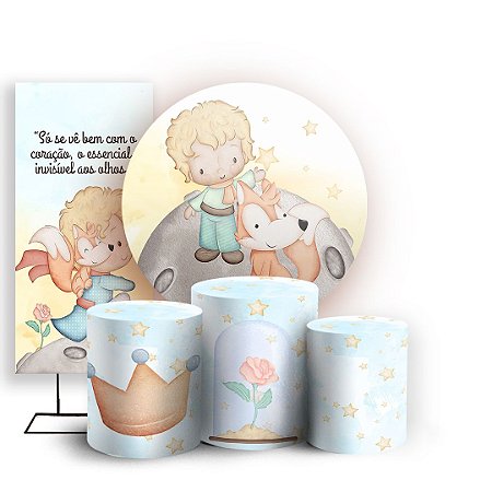 Capas Painel Redondo Trio Cilindro e Faixa Lateral Sublimado - Pequeno-Principe