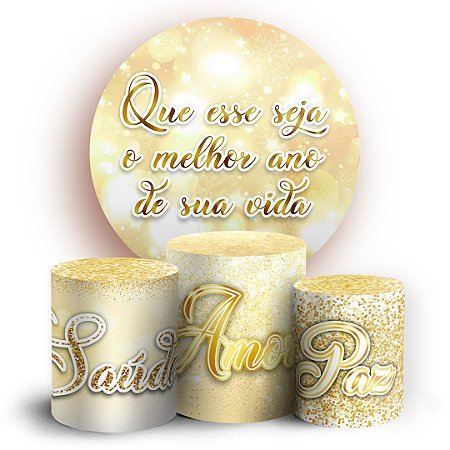 Capas Painel Redondo e Trio Cilindro Sublimado - Ano Novo