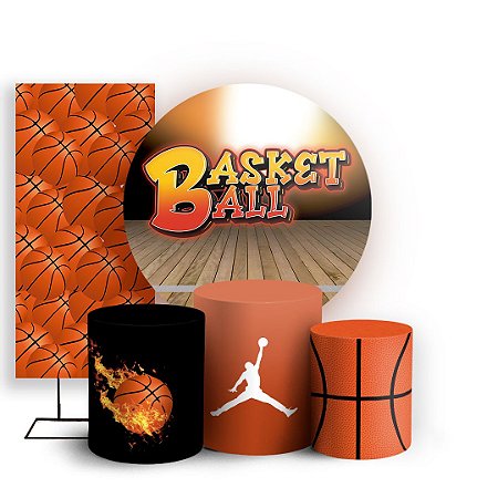 Capas Painel Redondo Trio Cilindro e Faixa Lateral Sublimado - Basketball