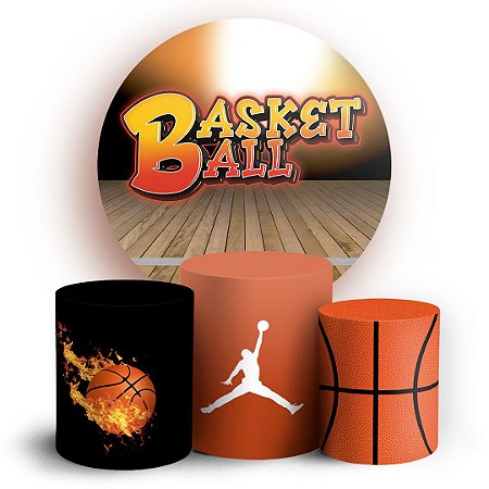 Capas Painel Redondo e Trio Cilindro Sublimado - Basketball