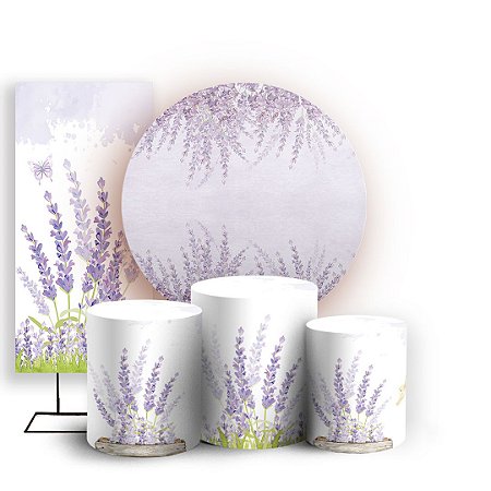Capas Painel Redondo Trio Cilindro e Faixa Lateral Sublimado - Lavanda