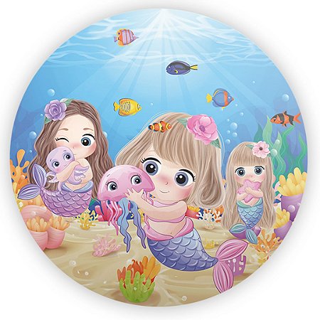 Capa Painel Redondo Sublimado - Sereia