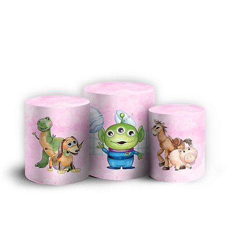 Capas Trio Cilindro Sublimado Vest Facil - Toy Story Rosa